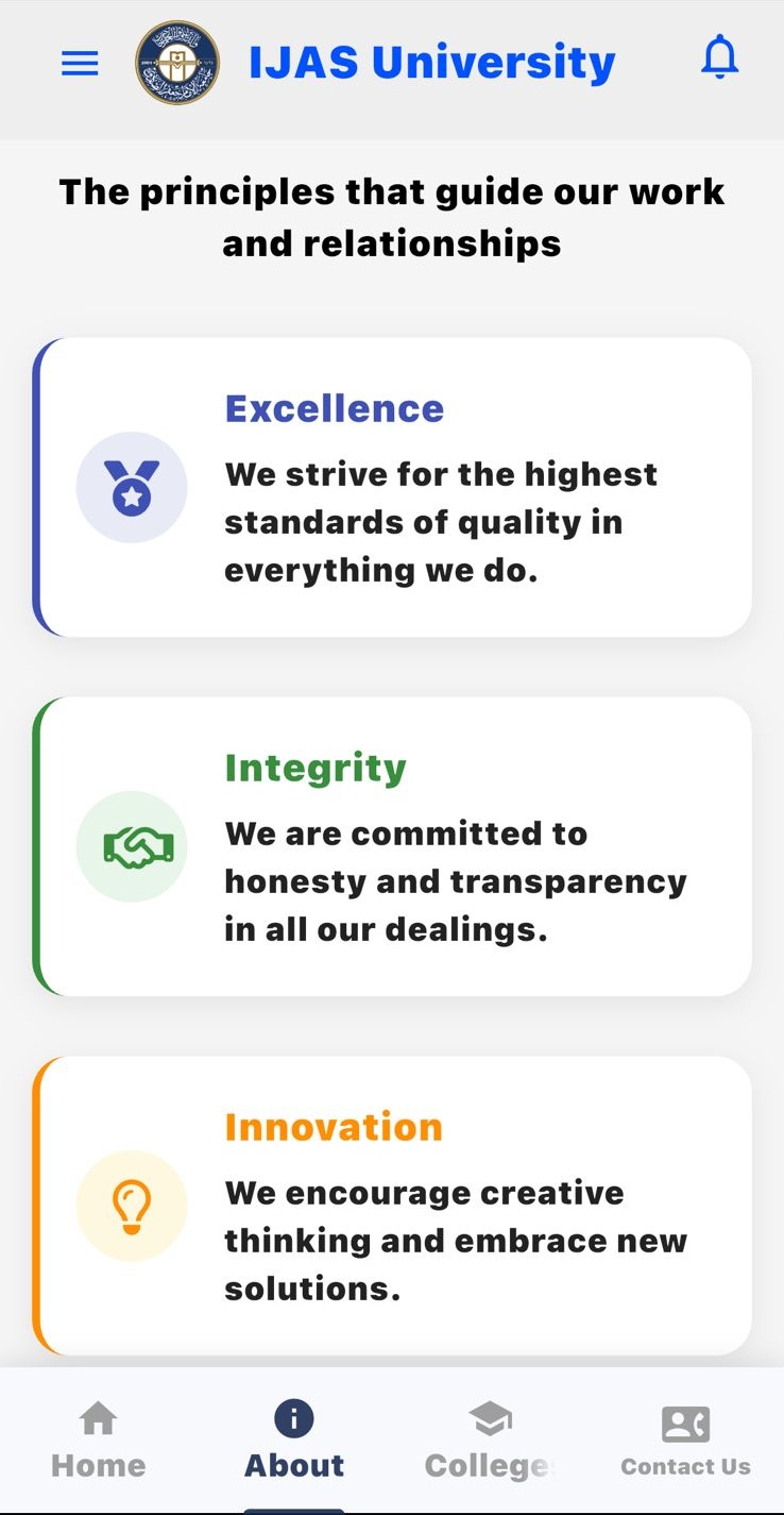 Screenshot of Al-Imam Jaafar Al-Sadiq University App