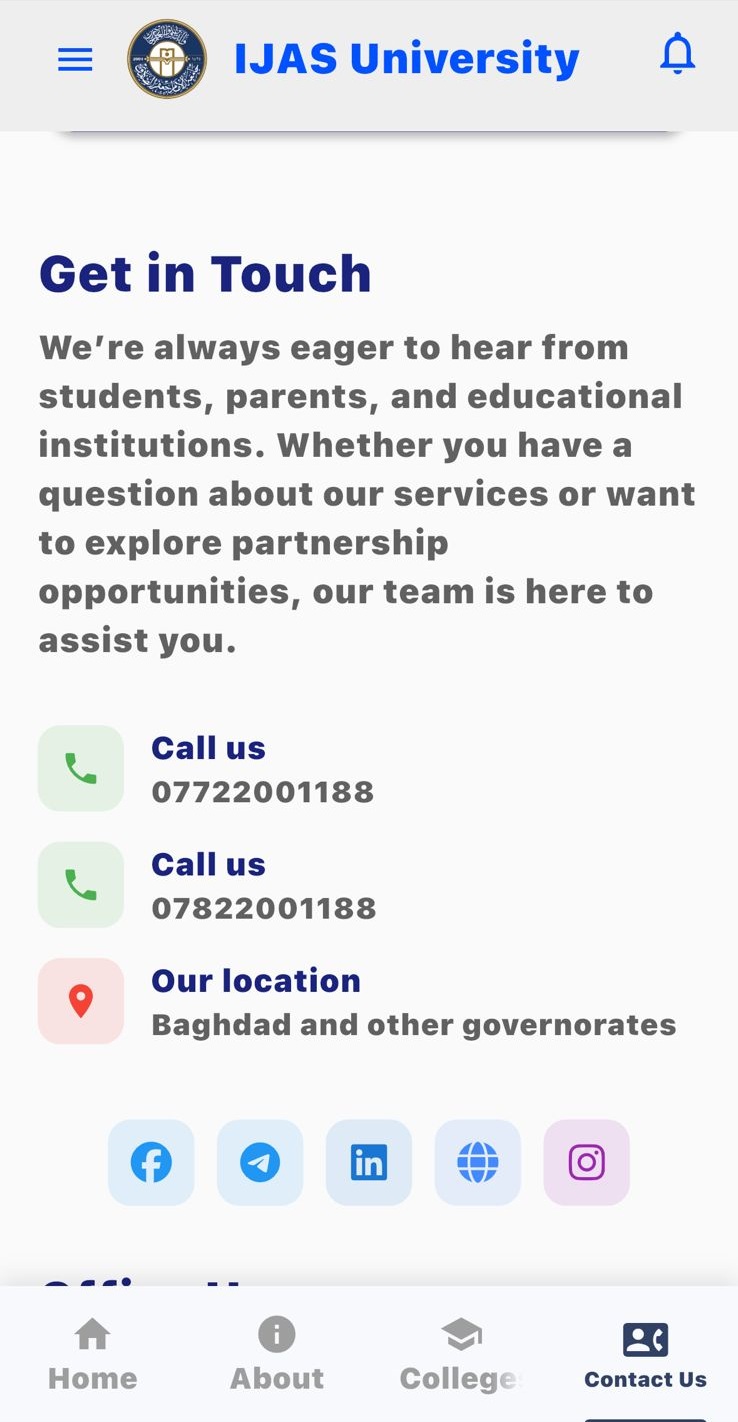 Screenshot of Al-Imam Jaafar Al-Sadiq University App